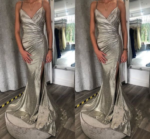 bling grey sequins prom dresses mermaid pleated high side split spaghetti v-neck backless evening gowns formal womens party special occasion, Black
bling grey sequins prom dresses mermaid pleated high side split spaghetti v-neck backless evening gowns formal womens party special occasion, Black