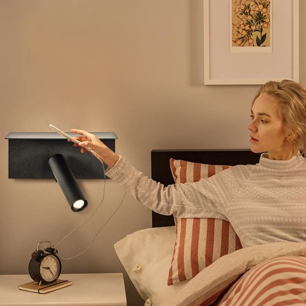 wall lamp zerouno led reading light with shelf for putting smartphone adjustable book lighting white / black sconces
wall lamp zerouno led reading light with shelf for putting smartphone adjustable book lighting white / black sconces