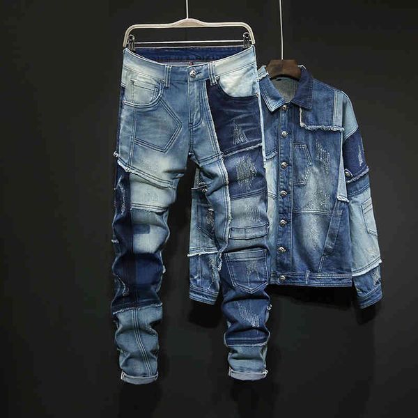 men's tracksuits spliced denim jackets and jeans autumn mens loose 2pcs set long sleeve single breasted full length pant 9npy, Gray
men's tracksuits spliced denim jackets and jeans autumn mens loose 2pcs set long sleeve single breasted full length pant 9npy, Gray