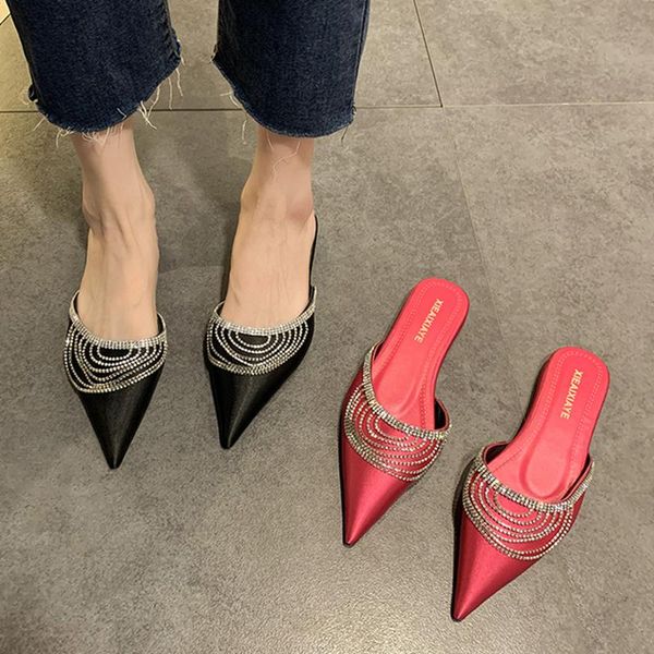slippers summer women mules slipper fashion crystal sandal ladies pointed toe slip on slides flat heel casual shoes, Black
slippers summer women mules slipper fashion crystal sandal ladies pointed toe slip on slides flat heel casual shoes, Black