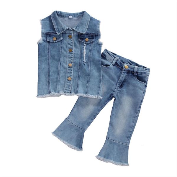 fashion infant baby girls clothes sets denim sleeveless single breasted blue jacket long pants, White
fashion infant baby girls clothes sets denim sleeveless single breasted blue jacket long pants, White
