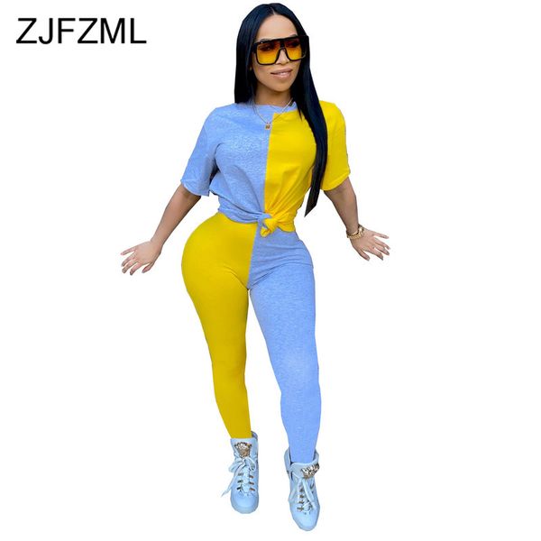 women fitness 2 piece matching set summer contrast color short sleeve loose and skinny leggings sportswear club outfit 210520, White
women fitness 2 piece matching set summer contrast color short sleeve loose and skinny leggings sportswear club outfit 210520, White