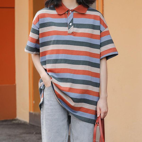 summer retro fashion student short-sleeved tee trendy men women wild lapel striped street oversize t-shirt #8022 women's, White
summer retro fashion student short-sleeved tee trendy men women wild lapel striped street oversize t-shirt #8022 women's, White