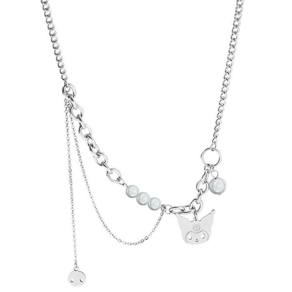 pendant necklaces women's jewelry luminous pearl multi-chain necklace stainless steel cool punk halloween, Silver
pendant necklaces women's jewelry luminous pearl multi-chain necklace stainless steel cool punk halloween, Silver
