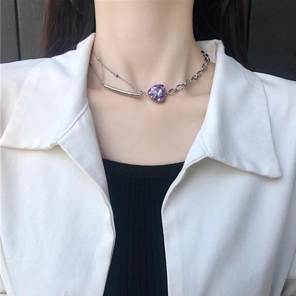 pendant necklaces u-magical charming purple rhinestone love heart chokers necklace for women asymmetric chunky chain metallic jewellery, Silver
pendant necklaces u-magical charming purple rhinestone love heart chokers necklace for women asymmetric chunky chain metallic jewellery, Silver