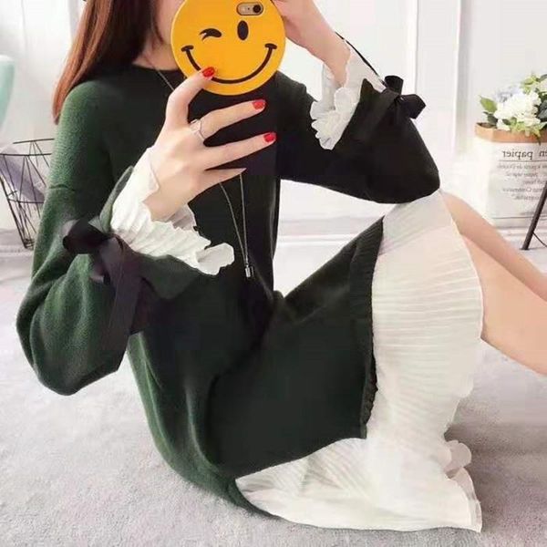 autumn winter women long sweater dress knitting shirt plus size bottom clothes korean patchwork sleeve o neck casual dresses, Black;gray
autumn winter women long sweater dress knitting shirt plus size bottom clothes korean patchwork sleeve o neck casual dresses, Black;gray