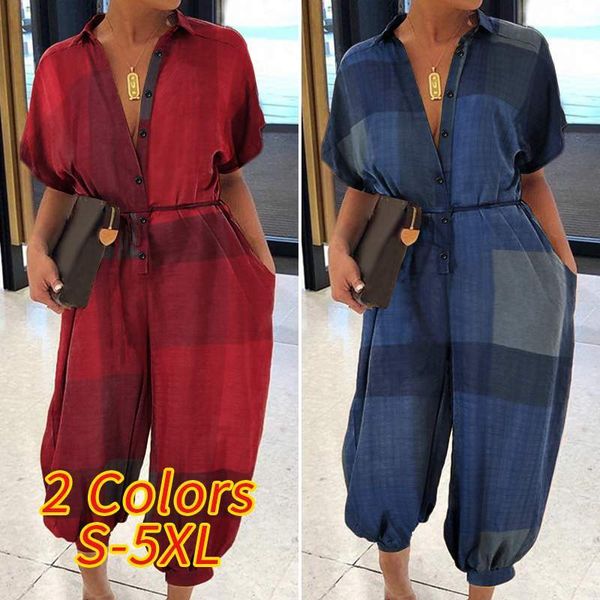 vonda women wide leg overalls casual rompers turn down collar button down pockets jumpsuits vintage plaid check playsuits, Black;white
vonda women wide leg overalls casual rompers turn down collar button down pockets jumpsuits vintage plaid check playsuits, Black;white