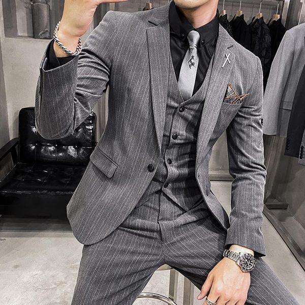 men's suits & blazers men formal business gray wedding 3 pcs suit set / male black stripe jacket trousers pants vest dress waistcoat, White;black
men's suits & blazers men formal business gray wedding 3 pcs suit set / male black stripe jacket trousers pants vest dress waistcoat, White;black