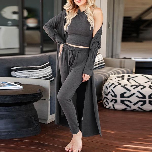women's two piece pants women fashion solid outfits sportswear autumn homewear suits casual sleeveless + long cardigan 3 set, White
women's two piece pants women fashion solid outfits sportswear autumn homewear suits casual sleeveless + long cardigan 3 set, White