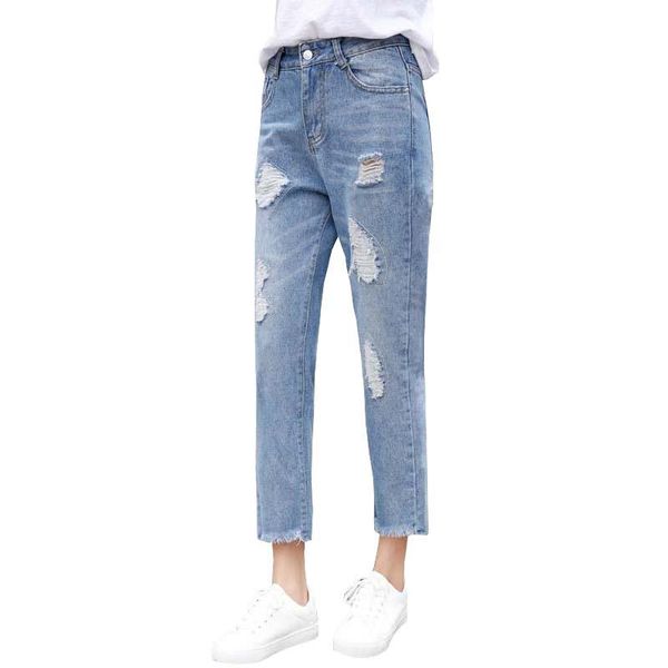 women's jeans 2021 women cotton ankle length high waist slim ripped hole casual straight jean female #9018, Blue
women's jeans 2021 women cotton ankle length high waist slim ripped hole casual straight jean female #9018, Blue
