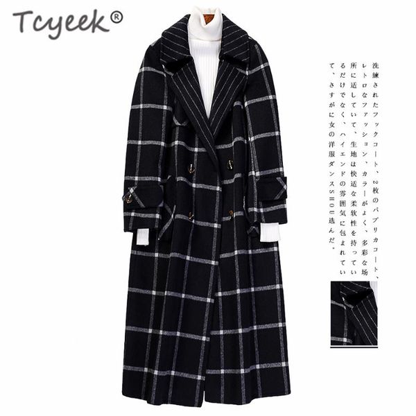 women's wool & blends tcyeek winter coat women 90% long jacket female autumn korean elegant plaid ladies casual cashmere woolen coats m, Black
women's wool & blends tcyeek winter coat women 90% long jacket female autumn korean elegant plaid ladies casual cashmere woolen coats m, Black