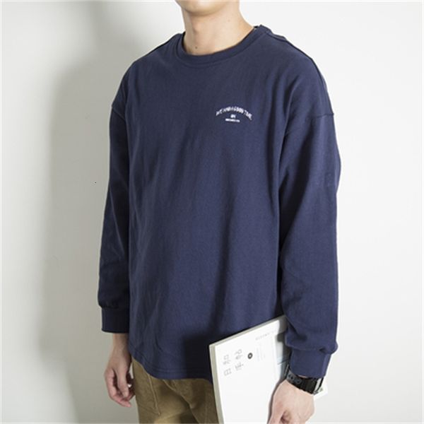 t shirts autumn japanese retro letter printing round neck long-sleeved t-shirt, White;black