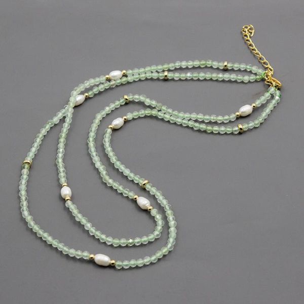 chokers guaiguai jewelry 2 strands natural faceted green prehnites cultured white rice pearl necklace 17.5" handmade for women, Golden;silver
chokers guaiguai jewelry 2 strands natural faceted green prehnites cultured white rice pearl necklace 17.5" handmade for women, Golden;silver