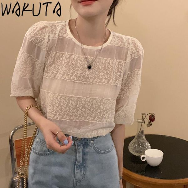 women's blouses & shirts wakuta embroidery lace loose short sleeve women summer 2021 elegant gentle korean blusas mujer de moda 20211 v, White
women's blouses & shirts wakuta embroidery lace loose short sleeve women summer 2021 elegant gentle korean blusas mujer de moda 20211 v, White