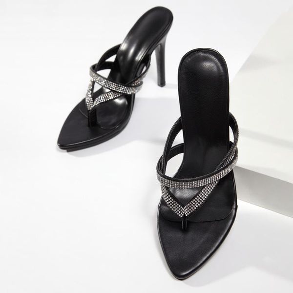 slippers summer woman shoes slides crystal narrow pu fashion shallow thin heels slip-on outside pointed toe pumps size 42, Black
slippers summer woman shoes slides crystal narrow pu fashion shallow thin heels slip-on outside pointed toe pumps size 42, Black