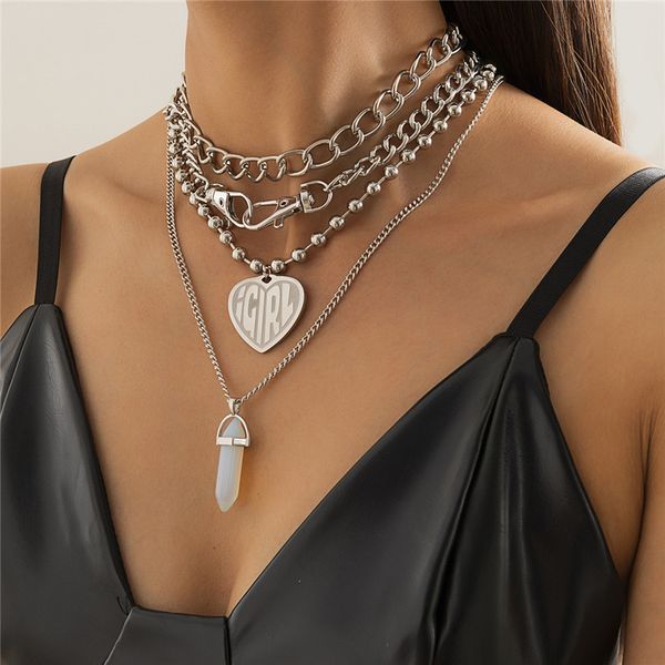yamog heart imitation crystal pendant necklaces women punk letter double lock clavicle chain european girls beaded thick link neck jewelry a, Silver
yamog heart imitation crystal pendant necklaces women punk letter double lock clavicle chain european girls beaded thick link neck jewelry a, Silver