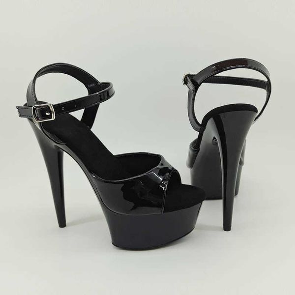 dress shoes style lacquer super high heels large sandals women's, Black