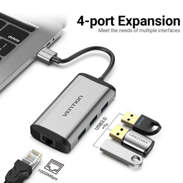 hubs vention hub 4 ports metal 3 dock adapter usb3.0 to usb3.0x3 gigabit network port rj45 audio video splitter usb c
hubs vention hub 4 ports metal 3 dock adapter usb3.0 to usb3.0x3 gigabit network port rj45 audio video splitter usb c
