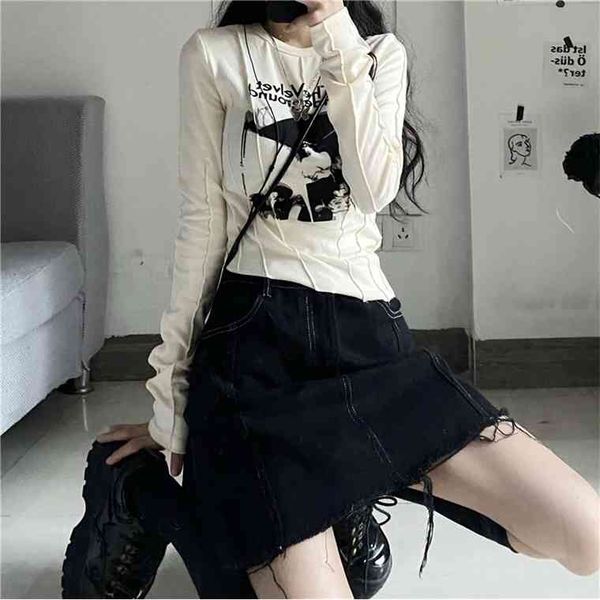 y demo casual slim t-shirt for women o neck long sleeve grunge letters print female fashion clothing 2021, White
y demo casual slim t-shirt for women o neck long sleeve grunge letters print female fashion clothing 2021, White