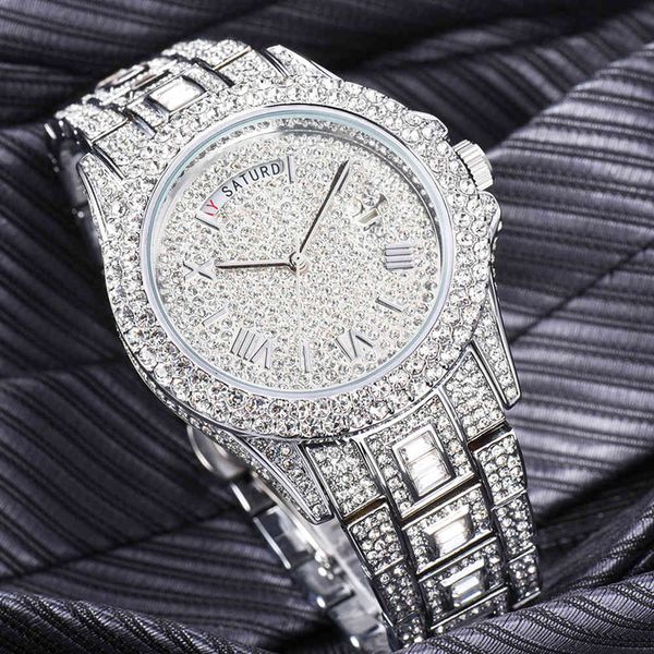 drop iced out hip hop luxury quartz watch for men full bling diamond aaa cz clock day date waterproof relogio, Slivery;brown
drop iced out hip hop luxury quartz watch for men full bling diamond aaa cz clock day date waterproof relogio, Slivery;brown