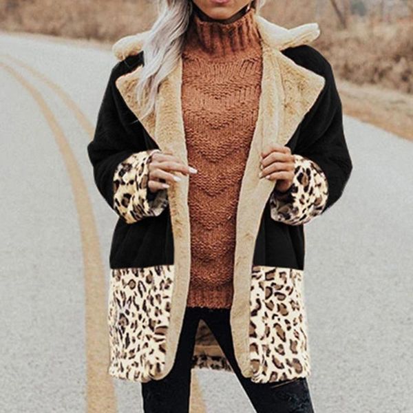 women's jackets winter autumn 2021 women fashion turndown collar patchwork leopard coat plush pockets jacket ropa de mujer fn50, Black;brown
women's jackets winter autumn 2021 women fashion turndown collar patchwork leopard coat plush pockets jacket ropa de mujer fn50, Black;brown