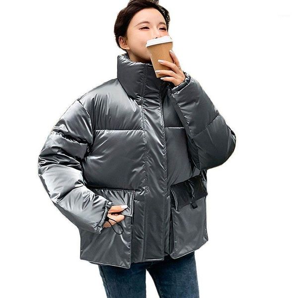 women's down & parkas glossy cotton padded jacket women short style winter 2021 korean loose oversized fashion drawstring cuffs coat, Black
women's down & parkas glossy cotton padded jacket women short style winter 2021 korean loose oversized fashion drawstring cuffs coat, Black