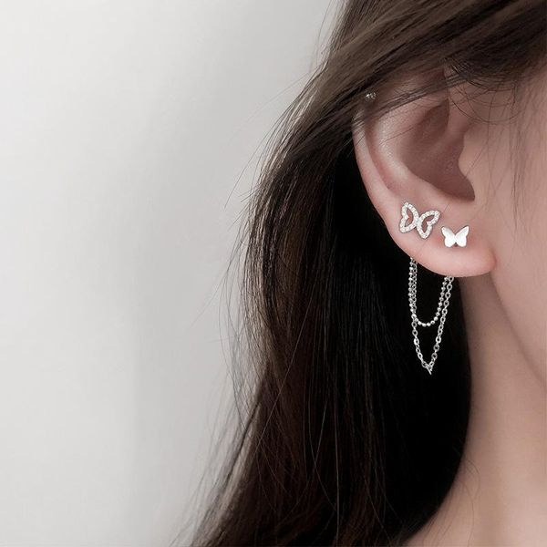 stud asymmetry tassel butterfly piercing earring for women party jewelry pendientes accessories korean earings wholesale, Golden;silver
stud asymmetry tassel butterfly piercing earring for women party jewelry pendientes accessories korean earings wholesale, Golden;silver