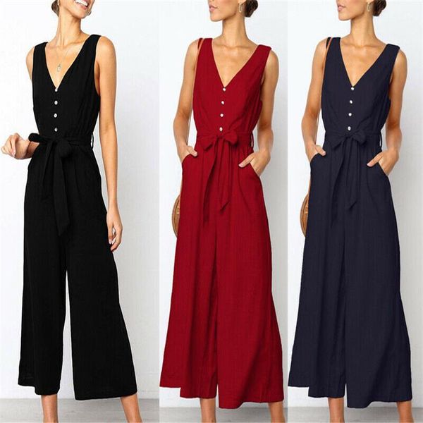 women's jumpsuits & rompers 2021 summer fashion women v-neck backless button loose strap wide legs jumpsuit solid party clubwear arriva, Black;white
women's jumpsuits & rompers 2021 summer fashion women v-neck backless button loose strap wide legs jumpsuit solid party clubwear arriva, Black;white