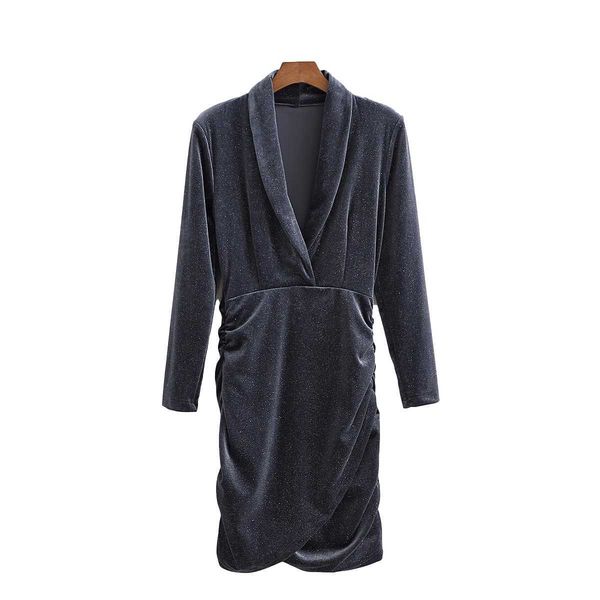 elegant women sweet v-neck slim dress fashion ladies draped mini dresses female chic solid velvet vestidos 210527, Black;gray
elegant women sweet v-neck slim dress fashion ladies draped mini dresses female chic solid velvet vestidos 210527, Black;gray