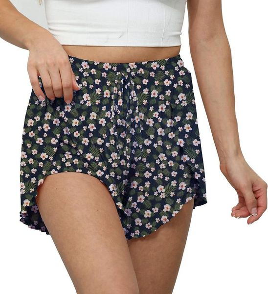 women's shorts 2021 summer wear floral print elastic high waist loose double layer, White;black
women's shorts 2021 summer wear floral print elastic high waist loose double layer, White;black