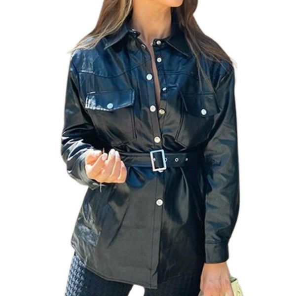 lady fashion high street lapel collar coats long sleeve buttons shirt autumn spring black leather outwear women's jackets, Black;brown
lady fashion high street lapel collar coats long sleeve buttons shirt autumn spring black leather outwear women's jackets, Black;brown