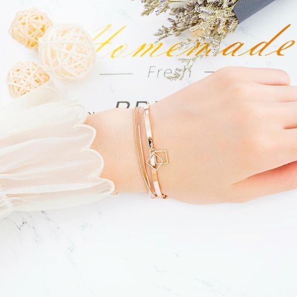 charm bracelets korean fashion square copper plated gold bracelet women's simple literary double-layer rose, Golden;silver
charm bracelets korean fashion square copper plated gold bracelet women's simple literary double-layer rose, Golden;silver
