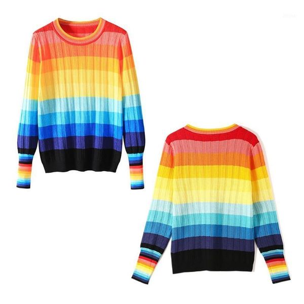 women autumn long sleeve knitted sweater rainbow color stripes patchwork jumper casual loose side slit pullover women's sweaters, White;black
women autumn long sleeve knitted sweater rainbow color stripes patchwork jumper casual loose side slit pullover women's sweaters, White;black