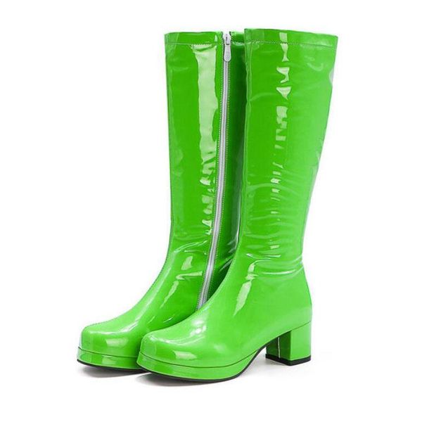 boots classic thick heels round toe long women patent leather knee high botas mujer female autumn lady pole dance 165, Black
boots classic thick heels round toe long women patent leather knee high botas mujer female autumn lady pole dance 165, Black