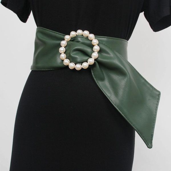 belts women four seasons design green belt pearl round button wide double sided leather waist dress coat down decoration accessories, Black;brown
belts women four seasons design green belt pearl round button wide double sided leather waist dress coat down decoration accessories, Black;brown