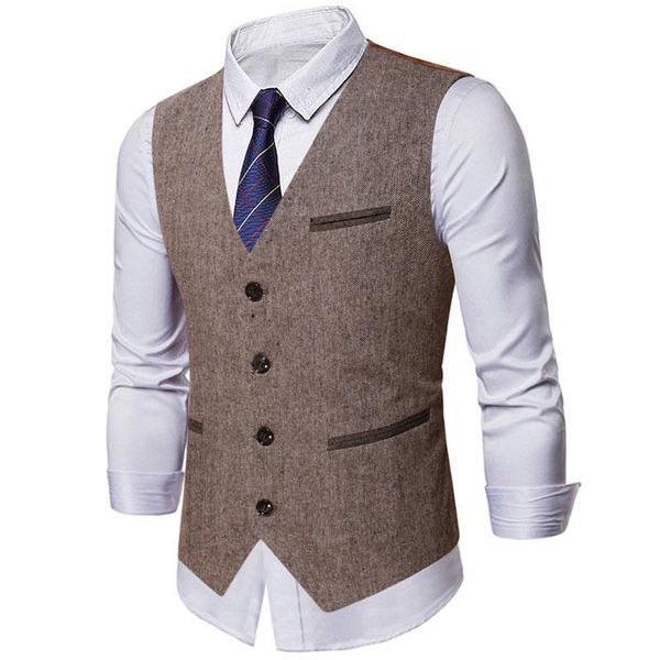 men's vests vintage suit vest men 2021 brand tweed formal sleeveless waistcoat casual slim gentleman business for wedding groomsmen, Black;white
men's vests vintage suit vest men 2021 brand tweed formal sleeveless waistcoat casual slim gentleman business for wedding groomsmen, Black;white