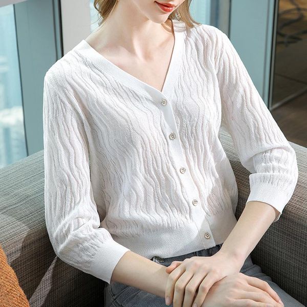 women's knits & tees knitwear spring thin wear 2021 soft glutinous 9 / 3 sleeve knitted cardigan temperament v-neck top, White
women's knits & tees knitwear spring thin wear 2021 soft glutinous 9 / 3 sleeve knitted cardigan temperament v-neck top, White