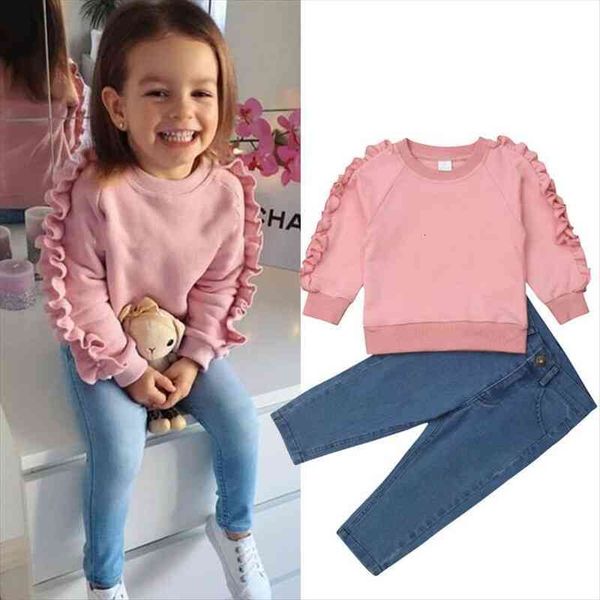fashion baby girl ruffle clothes set autumn winter warm solid pink blouse denim pants child kids casual 1 6y, White
fashion baby girl ruffle clothes set autumn winter warm solid pink blouse denim pants child kids casual 1 6y, White
