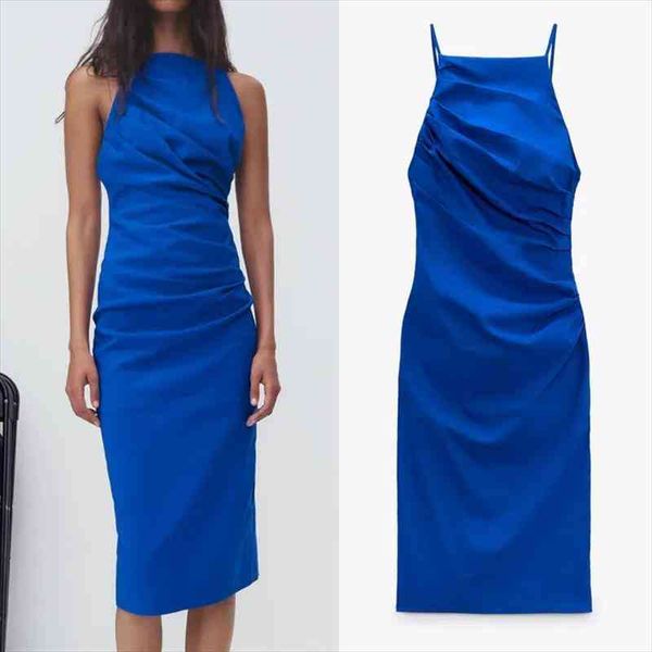 za pleated dress woman blue slip dress women backless ruched summer dresses sleeveless slim party dresses, Black;gray
za pleated dress woman blue slip dress women backless ruched summer dresses sleeveless slim party dresses, Black;gray