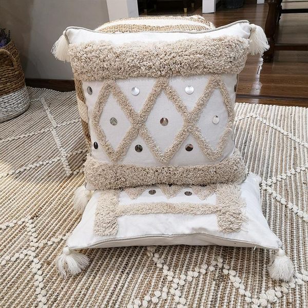 cushion/decorative pillow 2021 boho white canvas geometric tassel cover with sequin home dec tassels cushion pillowcase 30x50cm/45x45cm
cushion/decorative pillow 2021 boho white canvas geometric tassel cover with sequin home dec tassels cushion pillowcase 30x50cm/45x45cm