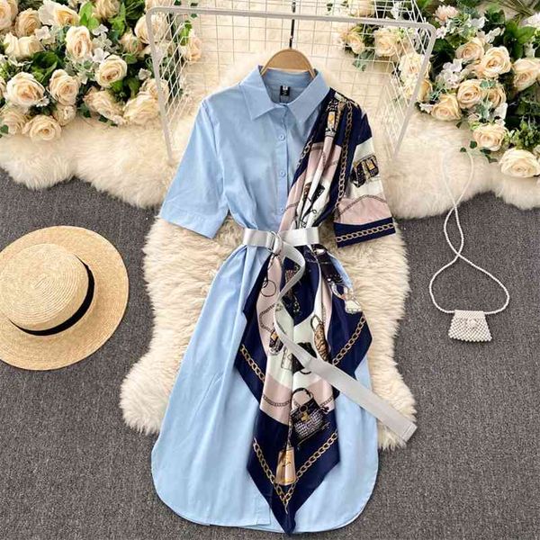 spring fashion temperament vestidos female lapel mid-sleeve lace-up silk scarf stitching midi dress c504 210507, Black;gray
spring fashion temperament vestidos female lapel mid-sleeve lace-up silk scarf stitching midi dress c504 210507, Black;gray