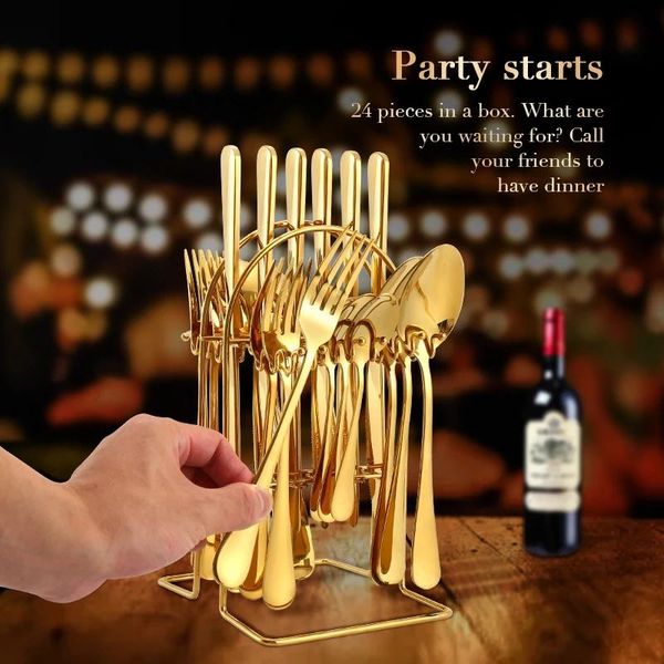 dinnerware sets 24pcs/6set stainless steel tableware set luxury color handle fork spoon knife dishwasher safe gift box drop
dinnerware sets 24pcs/6set stainless steel tableware set luxury color handle fork spoon knife dishwasher safe gift box drop