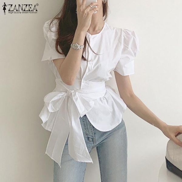 women's blouses & shirts zanzea fashion asymmetrical puff sleeve 2021 summer casual button lace up blusas solid chemise tunic, White
women's blouses & shirts zanzea fashion asymmetrical puff sleeve 2021 summer casual button lace up blusas solid chemise tunic, White