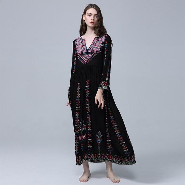 casual dresses vintage v-neck dress for women bohemian beach resort embroidered flowers loose ethnic, Black;gray
casual dresses vintage v-neck dress for women bohemian beach resort embroidered flowers loose ethnic, Black;gray