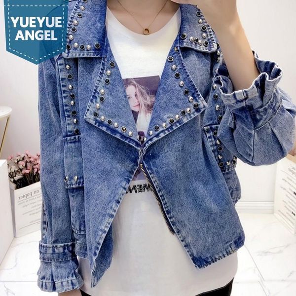 women's jackets korean style female denim jacket loose fit casual coats personality rivets punk zippers blue black jeans outerwear, Black;brown
women's jackets korean style female denim jacket loose fit casual coats personality rivets punk zippers blue black jeans outerwear, Black;brown