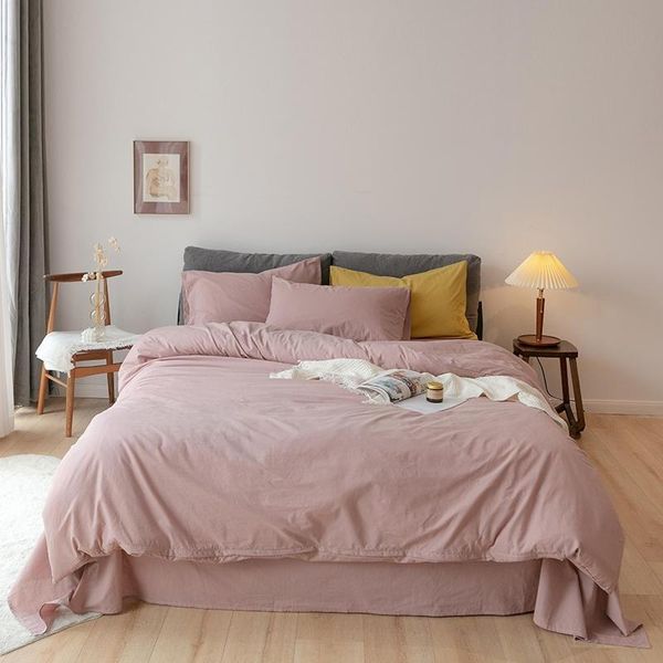 bedding sets washed cotton duvet cover set yarn dyed plain solid color dusty pink breathable with zipper ties bed sheet pillow shams
bedding sets washed cotton duvet cover set yarn dyed plain solid color dusty pink breathable with zipper ties bed sheet pillow shams