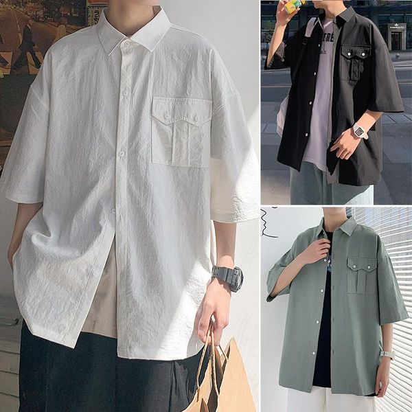 men's casual shirts harajuku trend shirt 2021 summer dk uniform half sleeve coat loose short ruffian handsome lazy style, White;black
men's casual shirts harajuku trend shirt 2021 summer dk uniform half sleeve coat loose short ruffian handsome lazy style, White;black
