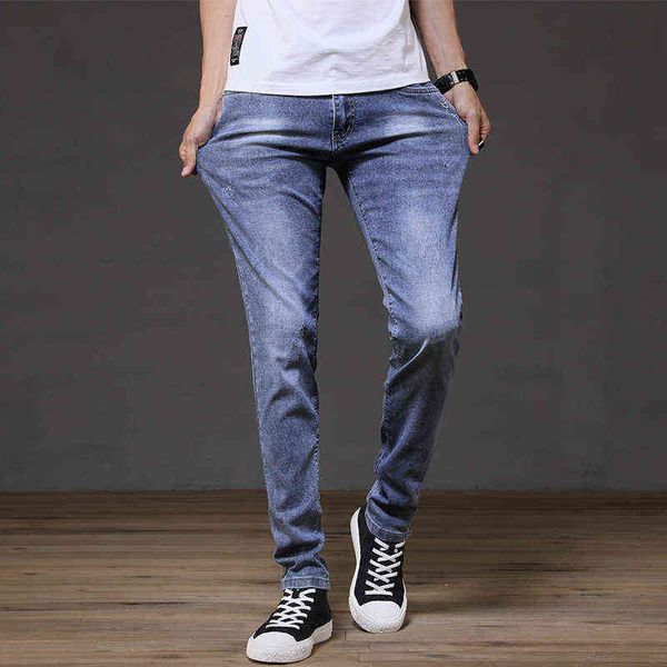 korean slim fit small feet jeans elastic spring and summer 2021 soft denim pants men's, Blue
korean slim fit small feet jeans elastic spring and summer 2021 soft denim pants men's, Blue