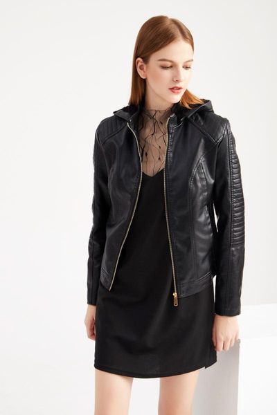 women's leather & faux s to 3xl plus size pu jackets women hooded autumn winter moto biker jacket warm casual outerwear t6677, Black
women's leather & faux s to 3xl plus size pu jackets women hooded autumn winter moto biker jacket warm casual outerwear t6677, Black