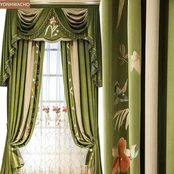 custom curtain american luxury retro flannel embroidery green stitching thick cloth blackout valance tulle panel c542 & drapes
custom curtain american luxury retro flannel embroidery green stitching thick cloth blackout valance tulle panel c542 & drapes